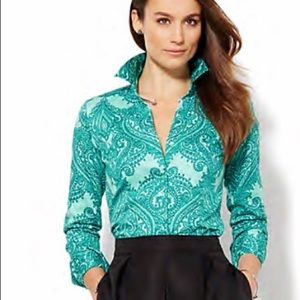 New York and Company Paisley Print Shirt Size L